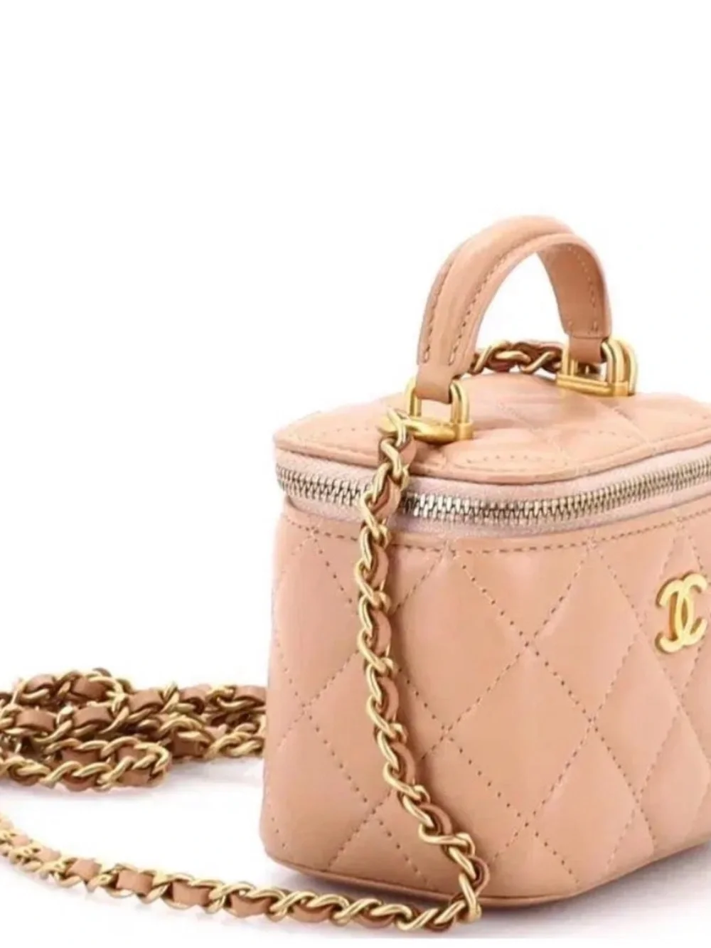 CHANEL 2023 Quilted Mini Vanity Bag - Nude Pink with Gold Hardware